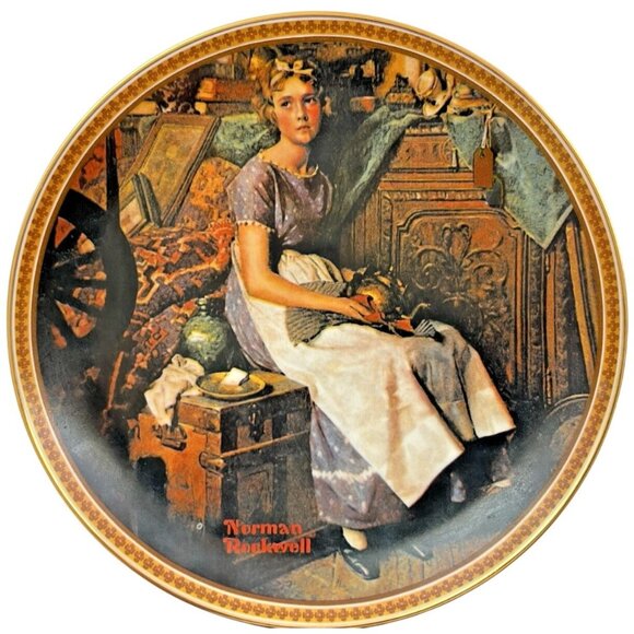 Norman Rockwell’s DREAMING IN THE ATTIC Limited Edition Collectors Plate #18426A - Picture 1 of 3